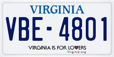 VA license plate VBE4801