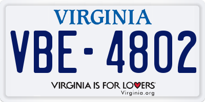 VA license plate VBE4802