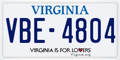 VA license plate VBE4804