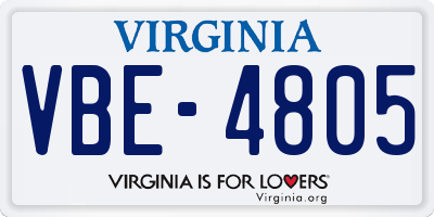 VA license plate VBE4805