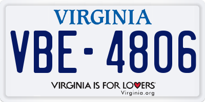 VA license plate VBE4806