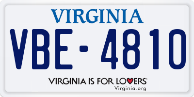 VA license plate VBE4810