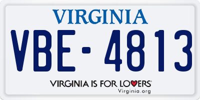 VA license plate VBE4813