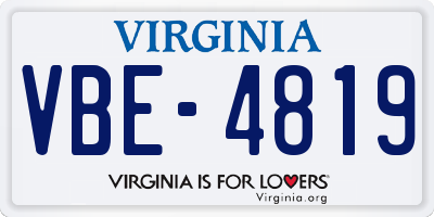 VA license plate VBE4819