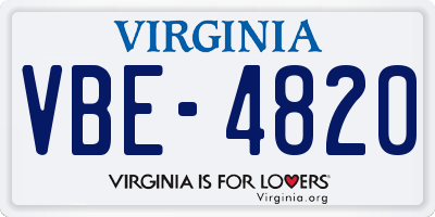 VA license plate VBE4820