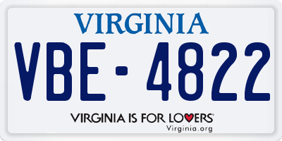 VA license plate VBE4822