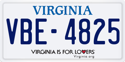 VA license plate VBE4825