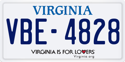 VA license plate VBE4828
