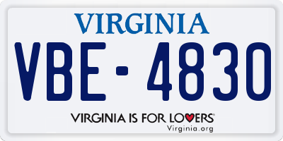 VA license plate VBE4830