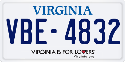 VA license plate VBE4832
