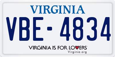 VA license plate VBE4834