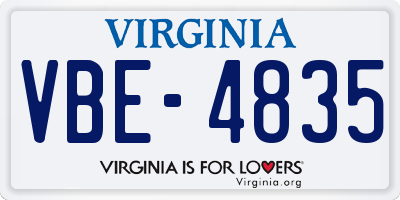 VA license plate VBE4835