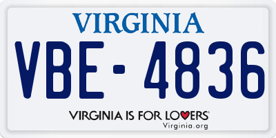 VA license plate VBE4836