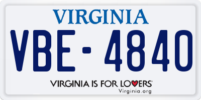 VA license plate VBE4840