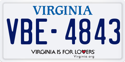 VA license plate VBE4843
