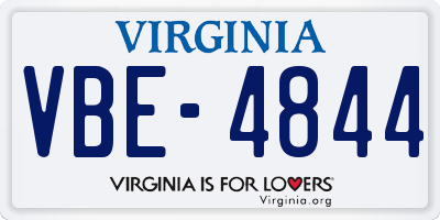 VA license plate VBE4844