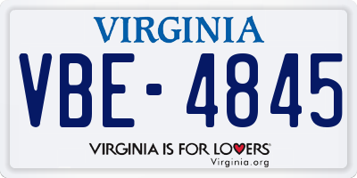 VA license plate VBE4845
