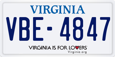 VA license plate VBE4847