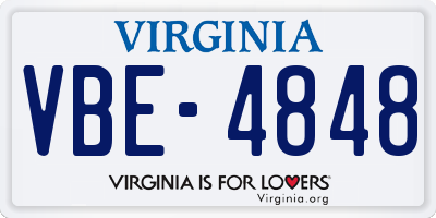 VA license plate VBE4848