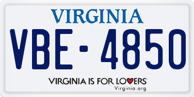 VA license plate VBE4850