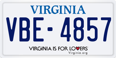 VA license plate VBE4857