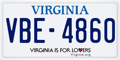 VA license plate VBE4860