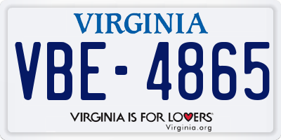 VA license plate VBE4865