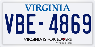 VA license plate VBE4869