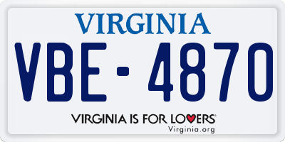 VA license plate VBE4870