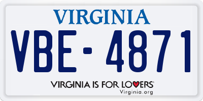 VA license plate VBE4871