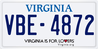 VA license plate VBE4872