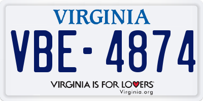 VA license plate VBE4874