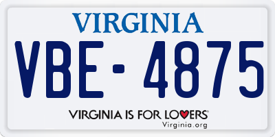 VA license plate VBE4875