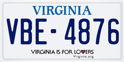 VA license plate VBE4876