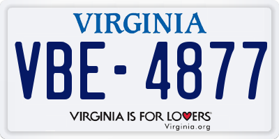 VA license plate VBE4877