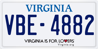 VA license plate VBE4882