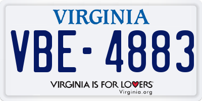 VA license plate VBE4883