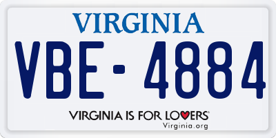 VA license plate VBE4884