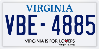 VA license plate VBE4885