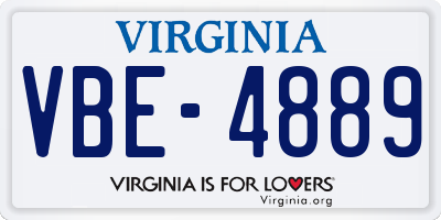 VA license plate VBE4889