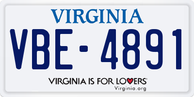VA license plate VBE4891