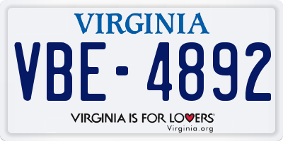 VA license plate VBE4892