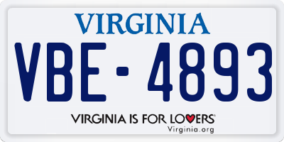 VA license plate VBE4893