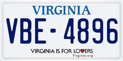 VA license plate VBE4896