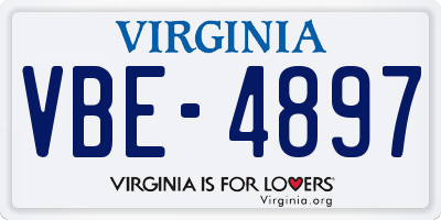 VA license plate VBE4897