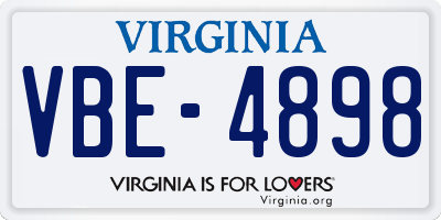 VA license plate VBE4898