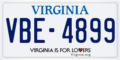 VA license plate VBE4899