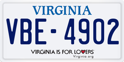 VA license plate VBE4902