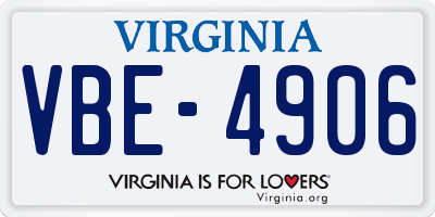 VA license plate VBE4906