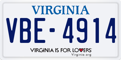 VA license plate VBE4914